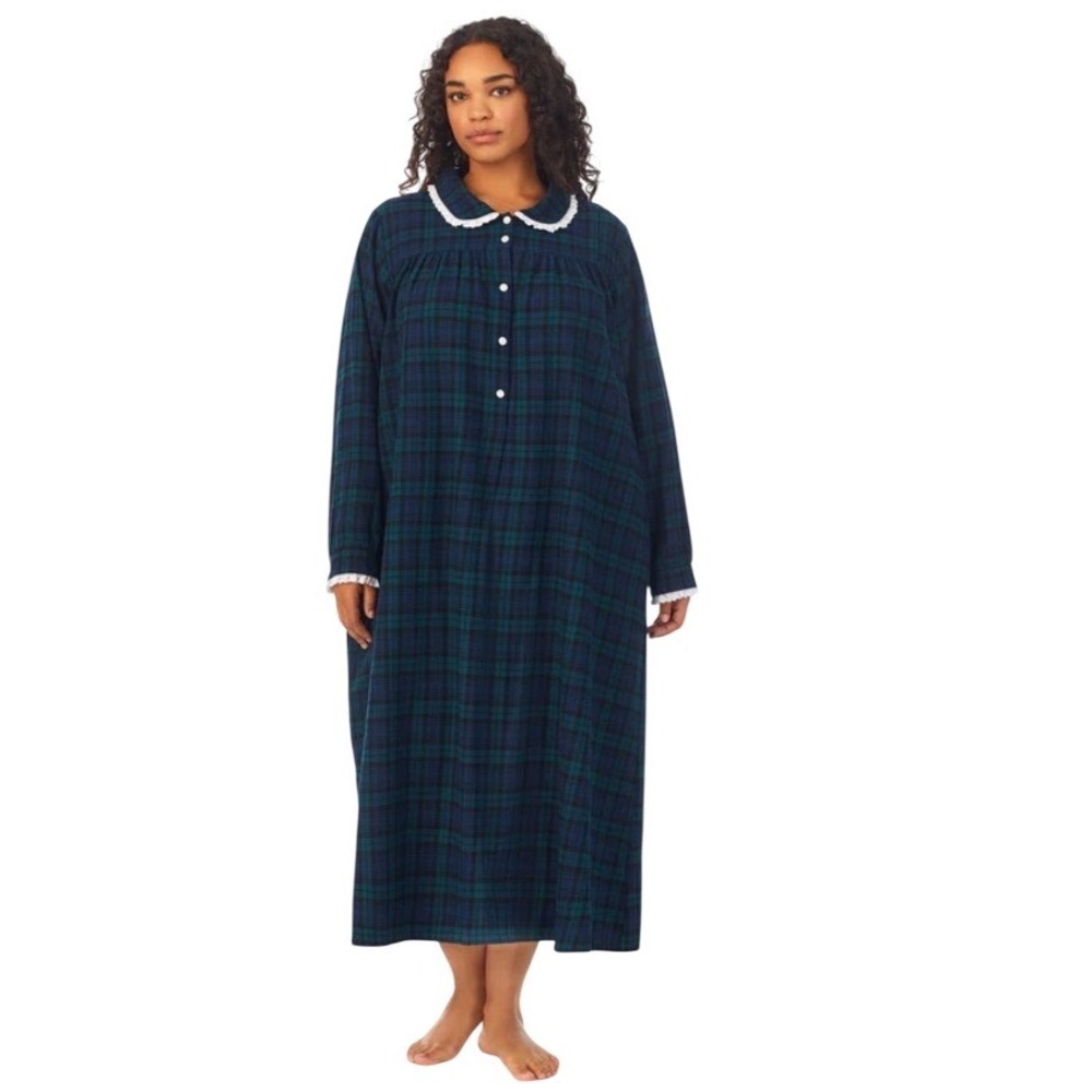 NWT Lanz of Salzburg Black Watch Peterpan Flannel Gown